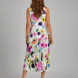 Flory | Vestido Midi Sin Mangas con Diseño Floral