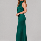 Nopal | Vestido Midi Sin Mangas con Cuello Drapado Elegante