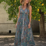 Marisela | Vestido Midi Sin Mangas con Diseño Paisley