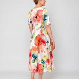 Corinne | Vestido Midi de Manga Corta con Diseño Floral