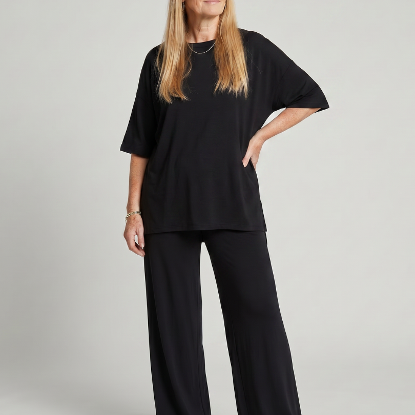 Ramse | Conjunto de Top de Manga Corta Oversized y Pantalones de Pierna Ancha