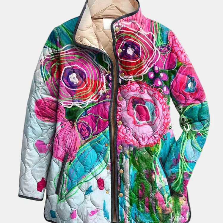KAIA | Encantadora Chaqueta Acolchada Floral de Estilo Vintage