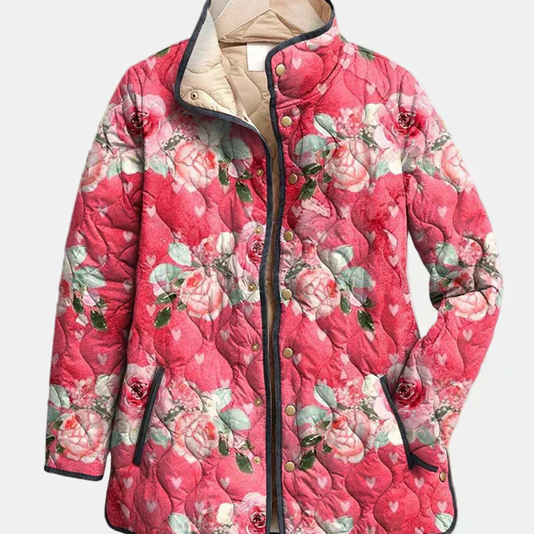 KAIA | Encantadora Chaqueta Acolchada Floral de Estilo Vintage