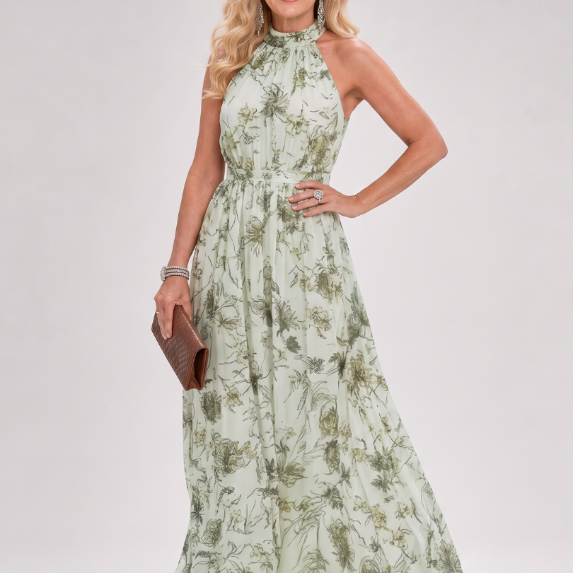Guinevere | Vestido Midi con Falda Fluida y Estampado Floral