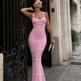 Valora | Vestido Maxi con Tirantes Finos y Detalles de Crochet