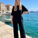 Ramse | Conjunto de Top de Manga Corta Oversized y Pantalones de Pierna Ancha