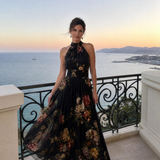 Sior | Vestido Midi Floral con Cuello Halter