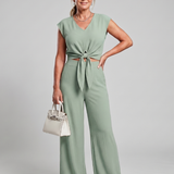 Leonora | Conjunto de Top Corto Sin Mangas con Cuello en V y Pantalones de Pierna Ancha