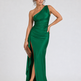 Serane | Vestido Maxi Asimétrico de Un Hombro con Amplia Abertura Lateral
