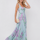 Vimele | Vestido Midi Sin Mangas con Cuello Cuadrado y Pliegues