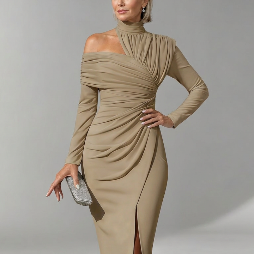 Viano | Vestido Midi Draped de Un Solo Hombro