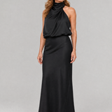 Nopal | Vestido Midi Sin Mangas con Cuello Drapado Elegante