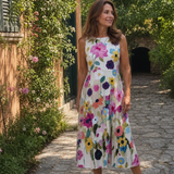 Flory | Vestido Midi Sin Mangas con Diseño Floral
