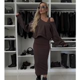 Senna | Conjunto de Top Off-Shoulder y Falda Midi