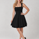 Celen | Vestido Mini Sin Mangas con Escote Cuadrado y Falda A-Line