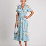 Marion | Vestido Midi de Manga Corta con Diseño Floral