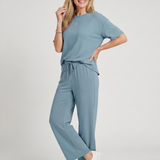 Wihel | Conjunto de Pantalones Rectos con Cintura Ajustable y Camiseta de Manga Corta