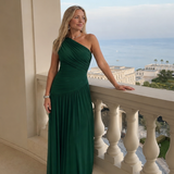 Evadra | Vestido Maxi con Cuerpo Drapado de Un Solo Hombro