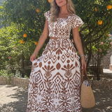Numan | Vestido Midi con Falda Acampanada y Mangas Cortas