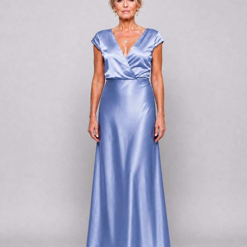 Samouse | Vestido Maxi con Cuerpo Envolvente y Mangas Cortas