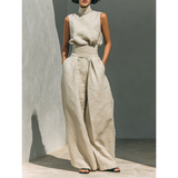 Maria | Conjunto de Top y Pantalón en Algodón-Lino