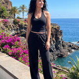 Helena | Conjunto de Top Sin Mangas con Escote Redondo y Pantalones de Pierna Amplia