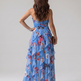 Nori | Vestido Maxi Floral con Escote Halter y Cuerpo Ajustado