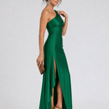 Serane | Vestido Maxi Asimétrico de Un Hombro con Amplia Abertura Lateral