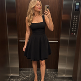 Celen | Vestido Mini Sin Mangas con Escote Cuadrado y Falda A-Line