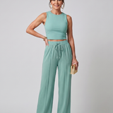 Valencia | Conjunto de Pantalones Anchos Sin Mangas