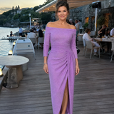 Tindra | Vestido Midi con Hombros al Descubierto y Detalles Fruncidos