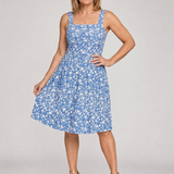 Leneva | Vestido Floral de Longitud a la Rodilla con Escote Cuadrado