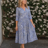 Picao | Vestido Midi Vintage de Manga Tres Cuartos" can be rewritten as: "Picao | Vestido Midi Retro de Manga Tres Cuartos