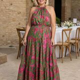 Rowen | Vestido Midi con Cuello Halter y Drapado