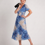 Marion | Vestido Midi de Manga Corta con Diseño Floral