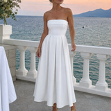 Elove | Vestido Midi Sin Tirantes con Corsé Estructurado