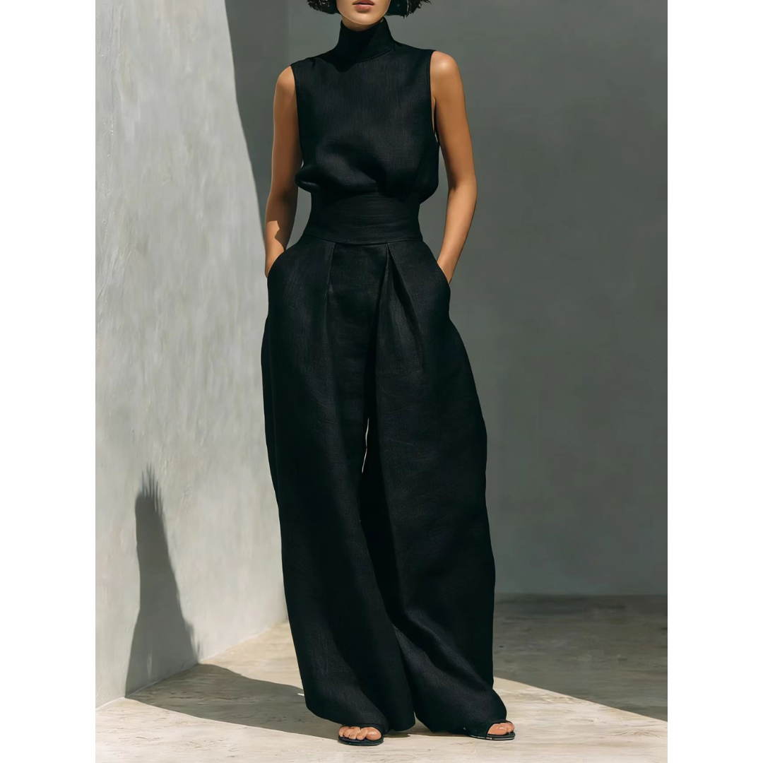 Maria | Conjunto de Top y Pantalón en Algodón-Lino