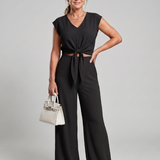 Leonora | Conjunto de Top Corto Sin Mangas con Cuello en V y Pantalones de Pierna Ancha