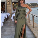 Roniol | Vestido Maxi Asimétrico con Drapado de Un Hombro