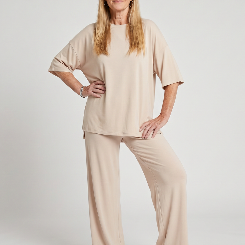 Ramse | Conjunto de Top de Manga Corta Oversized y Pantalones de Pierna Ancha