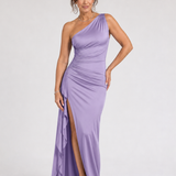 Serane | Vestido Maxi Asimétrico de Un Hombro con Amplia Abertura Lateral