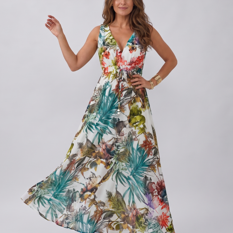 Zake | Vestido Midi Sin Mangas con Cintura Alta