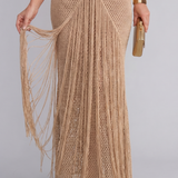Zephyra | Maxi Dress in Crochet with Fringe Detail and Halter Neck