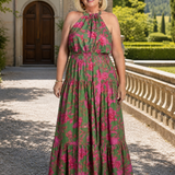 Rowen | Vestido Midi con Cuello Halter y Drapado