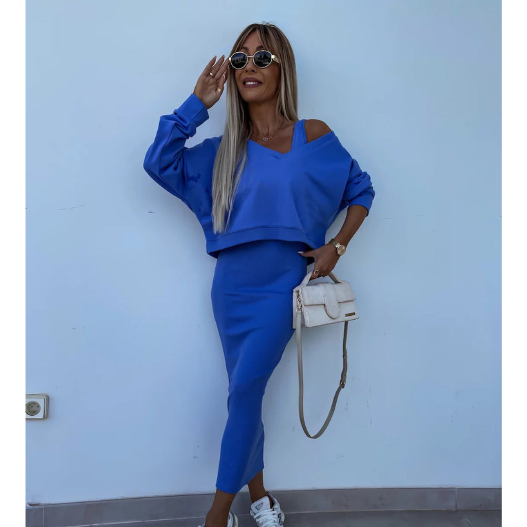 Senna | Conjunto de Top Off-Shoulder y Falda Midi