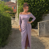 Tindra | Vestido Midi con Hombros al Descubierto y Detalles Fruncidos