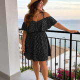 Novom | Vestido Corto con Volantes y Hombros al Descubierto