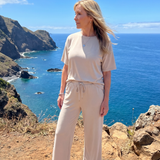 Wihel | Conjunto de Pantalones Rectos con Cintura Ajustable y Camiseta de Manga Corta