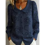Claudine | Elegante Blusa con Cuello Bordado
