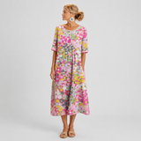 Elena | Vestido Midi Floral Vaporoso